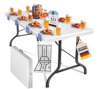 Table de buffet pliable KESSER® en plastique, 183 x 76 cm. Table de camping, table de fête, table pliante, table de jardin pour le jardin, la terrasse et le balcon. Pliable, pour 8 personnes. Poignée