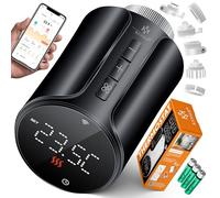 KESSER® Thermostat de Radiateur - 3 Set | Thermostat de Chauffage WLAN avec Commande App Smart Home | Thermostat Alexa, Google Assistant avec 6 Vannes de Radiateur - Rond/Noir