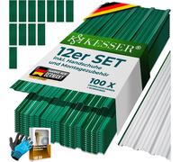KESSER® Tôle profilée trapézoïdale 12x 129 cm x 45 cm = 7 m² - Tôle de toiture pour abri de jardin, panneaux de toiture en acier galvanisé de 0,25 mm, avec 100 vis + rondelles et gants de montage