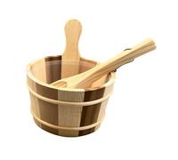 kesurpae Seau et louche de sauna grande capacité, accessoires de baignoire en bois faits main, pot de fleurs pour tout type de bain, ensemble sauna et louche multifonctionnel