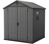 Keter Abri de jardin Darwin 66 Abri durable et résistant aux intempéries en résine avec effet bois Gris - 3 3 - 190x183x221 cm