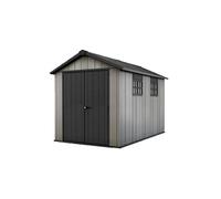 Keter Abri de jardin Oakland 7511 en résine durable à haut plafond, double portes, texture bois, Gris - 7,2 - 230x350x242 cm