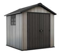Keter Abri de jardin Oakland 757 résine, double porte, texture bois, Gris - 4,5 - 230x223.8x242 cm