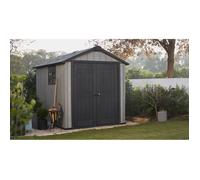 Keter Abri de jardin Oakland 759 en résine, portes doubles, texture bois, Gris - 6 - 230x287x242 cm