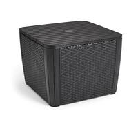 Keter Allibert by Table de Jardin en Plastique avec Trou pour Parasol et Couvercle Amovible avec Espace de Rangement, en Graphite, Aspect rotin Plat
