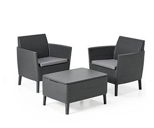 Keter Allibert Salemo WS Balcony Ensemble de Meubles de Jardin Lounge Graphite 79 x 66,5 x 76 cm