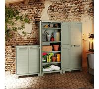 Keter Armoire Basse Planet Outdoor en Résine Multifonctions pour Intérieur et Extérieur - Étagères et Pieds Ajustables - Canessable - 80 x 44 x 100 cm - Vert Jade - 80% Recyclé
