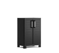 Keter Armoire Basse Detroit - Armoire de Rangement Multifonctions - Étagères Modulables, Pieds renforcés et Ajustables - Cuisine, Garage, Atelier, Placard - 65 x 39 x 97 cm - Noir
