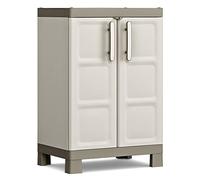 Keter Armoire Basse Excellence - Armoire de Rangement en Résine Multifonctions - Étagères Modulables, Pieds Surélevés - Cuisine, Garage, Atelier, Placard - 65 x 45 x 97 cm - Sable/Terre