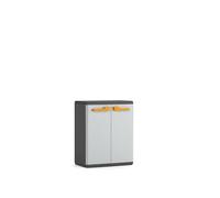 Keter Armoire Basse Rio, Idéale pour Garage et Balcon, avec 1 Étagère Réglable, Gris, 68 × 39 × 83 cm