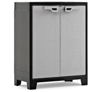 Keter Armoire Basse Titan - Armoire de Rangement en Résine - Étagères Modulables, Pieds Réglables, Charnières Métalliques - Cuisine, Garage, Atelier, Placard - 80 x 44 x 100cm - Noir/Gris