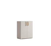 Keter Armoire Groove Faible - 80 cm x 98 cm x 45 cm - Beige - Étanche - Étagères renforcées - Poignées en bois - Pieds réglables - Cadenas - Résine recy Multi-pièces - Extérieur et polyvalent