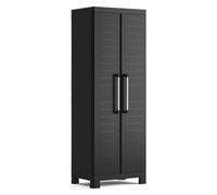 Keter Armoire Haute Detroit - Armoire de Rangement Multifonctions - Étagères Modulables, Pieds renforcés et Ajustables - Cuisine, Garage, Atelier, Placard - 65x39x182 cm - Noir