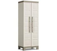 Keter Armoire Haute Excellence - Armoire de Rangement en Résine - Étagères Modulables, Pieds Surélevés - Cuisine, Garage, Atelier, Placard - 68 x 39 x 182 cm - Sable/Terre