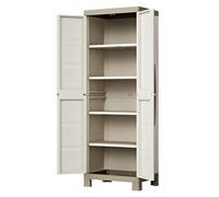 Keter Armoire Haute Excellence - Armoire de Rangement en Résine - Étagères Modulables, Pieds Surélevés - Cuisine, Garage, Atelier, Placard - 68 x 39 x 182 cm - Sable/Terre