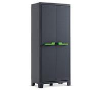 KETER Armoire Haute Moby - Armoire de Rangement en Résine - Étagères Modulables, Pieds Surélevés - Cuisine, Garage, Atelier, Placard - 80 x 44 x 182 cm - Anthracite