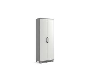 Keter Armoire Haute Utilitaire Groove - Armoire de Rangement en Résine - Étagères Modulables, Pieds Réglables - Cuisine, Garage, Atelier, Buanderie, Placard - 80 x 44 x 182cm - Beige