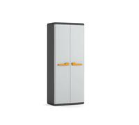 Keter Armoire Portes-Balais Rio, Idéale pour Garage et Balcon, avec 3 Étagères Réglables, Gris, 68 × 39 × 166 cm