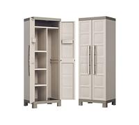 Keter Armoire Utilitaire Excellence - Armoire de Rangement en Résine Multifonctions - Étagères Modulables, Pieds Surélevés - Cuisine, Garage, Atelier, Placard - 68 x 39 x 182 cm - Sable/Terre