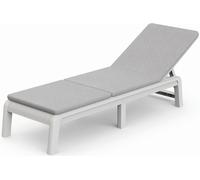 KETER ATLAS Chaise longue avec coussin, 187,5 x 58 x 29 cm, blanc/gris 17213628