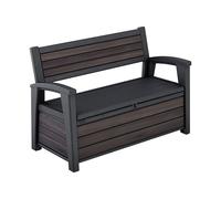 Keter Banc de Rangement Extérieur Deco Coat - 227L de Stockage - Dimensions : 130 x 60 x 85 cm - Résine Résistante aux Intempéries, Finition Bois Rosewood