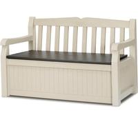 Keter Bank Cabinet Armoire de rangement polyvalente Armoire de jardin Banc de jardin 265 L, Beige/Brun