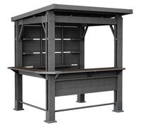 Keter Bar Gazebo Pavillon de jardin avec comptoir de bar intégré, résistant aux intempéries, H238 x L230 x P200 cm, DecoCoat imitation bois en noyer