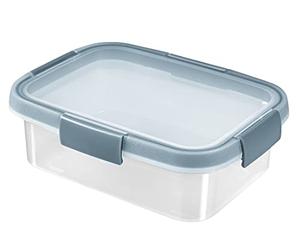 KETER | Boite Alimentaire Fresh Rectangulaire 1L - Smart Eco Line - 100% Recy et Recyclable - 100% Hermétique, Ergonomique et Résistante - Préserve la Fraicheur de vos Aliments - Transparent/Bleu