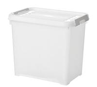 KETER Boîte Handy Plus 9L - Boîte de Rangement Multifonction - Pour Chambre, Bureau, Garage, Cabanon, Buanderie - Fermeture Rapide à poignées - 29x40x15cm - Blanc - 100% Recyclé