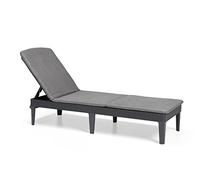 Keter Chaise longue Jaipur – résine imitation rotin tressé, dossier réglable, gris graphite