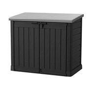 KETER Coffre de rangement extérieur en résine 1200 litres Noir et gris Range Poubelles ou vélo