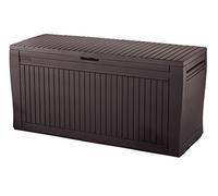Keter Comfy Boîte de rangement d'extérieur en résine et plastique aspect bois pour toutes les saisons Marron 200 l