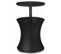 Keter Table de cocktail Cool Bar Rotin – Glacière 30 L anthracite, plateau relevable