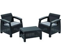 Keter Corfu Balcon Set, Set Corfu, graphite, Fauteuil + Table + Coussin d'assise