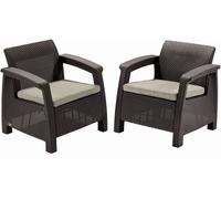 KETER CORFU DUO Set de 2 chaises de jardin, 75 x 70 x 79cm, marron/beige 17197993