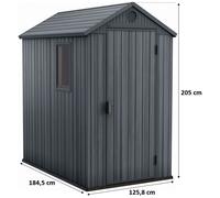 KETER DARWIN 4 x 6 Abri de jardin, 125,8 x 184,5 x 205 cm, gris 17209417