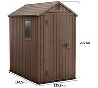 KETER DARWIN 4 x 6 Abri de jardin, 125,8 x 184,5 x 205 cm, marron 17209417