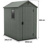 KETER DARWIN 4 x 6 Abri de jardin, 125,8 x 184,5 x 205 cm, vert 17209417