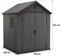 KETER DARWIN 6 x 6 Abri de jardin, 190 x 182 x 221 cm, gris 17210353