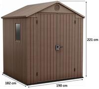 KETER DARWIN 6 x 6 Abri de jardin, 190 x 182 x 221 cm, marron 17210353