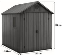KETER DARWIN 6 x 8 Abri de jardin, 190 x 244 x 221 cm, gris 17210355