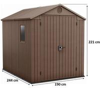 KETER DARWIN 6 x 8 Abri de jardin, 190 x 244 x 221 cm, marron 17210355