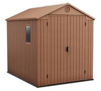 Keter Darwin Abri de jardin, 6 x 8, résistant aux intempéries, effet bois, marron