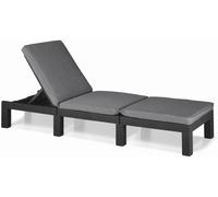 Keter Chaise longue DAYTONA DELUXE 195×65×25,5 cm résine imitation rotin tressé coussin graphite