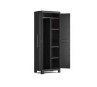 Keter Detroit Kunststoffschrank/Besenschrank, Utility Armoire, Polypropylène, Noir, 65 x 45 x 182 cm