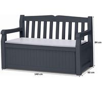 KETER EDEN GARDEN BENCH 265L Banc de rangement 140 x 60 x 84 cm, graphite/gris 17190198