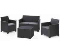 KETER ELODIE Ensemble de jardin 2 places avec table de rangement, graphite/gris 1721187