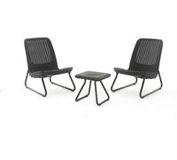 Keter Ensemble de meubles de terrasse 3 pièces Rio gris graphite