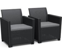 KETER Fauteuil de jardin CLAIRE DUO, graphite - 2pcs dans l'emballage
