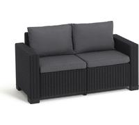 Keter Gartenlounge Canapé California 2 places, graphite/cool grey, coussins d'assise et de dossier inclus